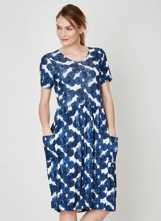 robe motif pois bleue bambou